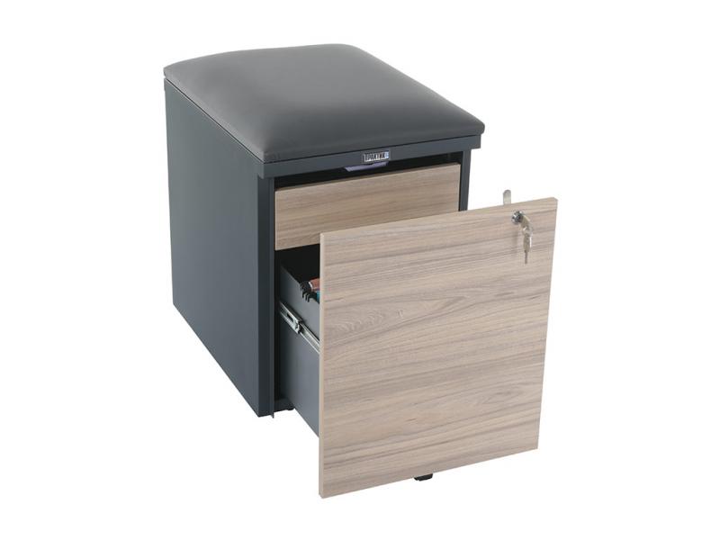 Тумба офисная с пуфом Практикант 2 ящика (антрацит/вяз)
